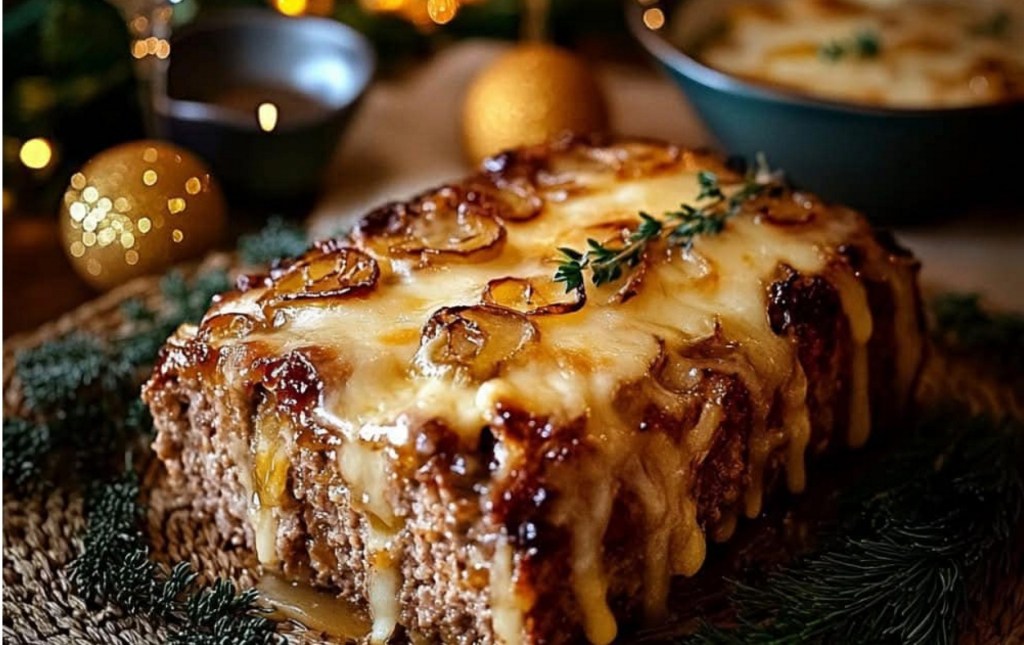 Crockpot French Onion Meatloaf with Melted Swiss&nbsp;Cheese*